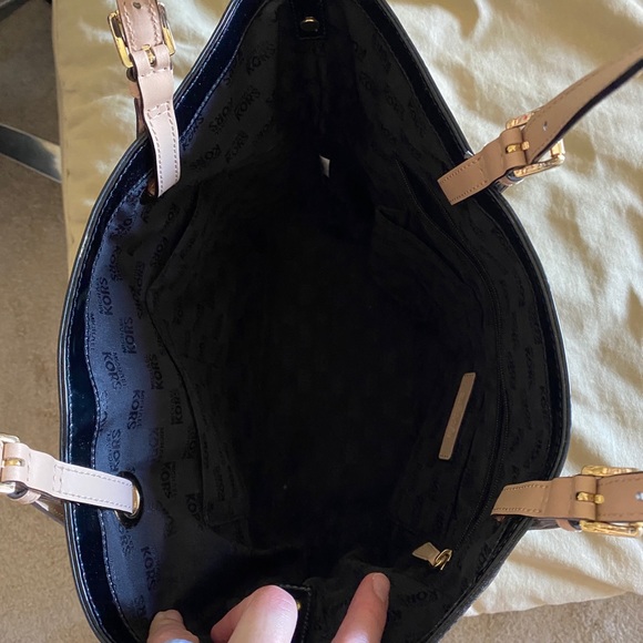 Michael Kors Grab Bag Convertible Tote Bag MK Signature MIRROR METALLIC Black - Picture 6 of 10